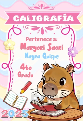 Capibara Caligrafia Caratula Girl